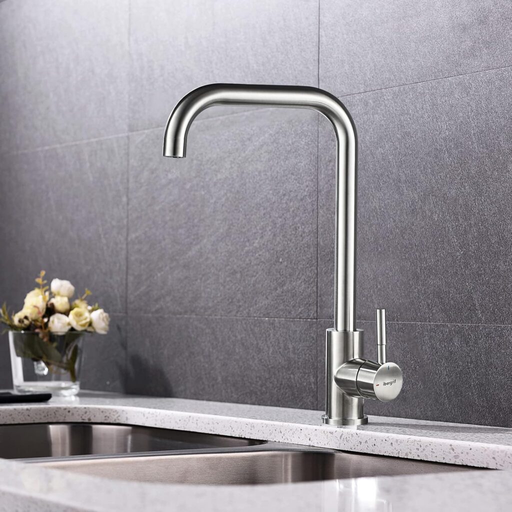 Grifo de Cocina con Caño Alto, Grifo para Fregadero Monomando,